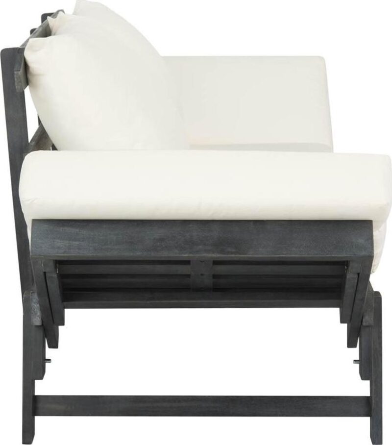 Safavieh Tandra Acacia Wood/Polyester Outdoor Daybed in Dark Slate Gray/Beige - Image 6