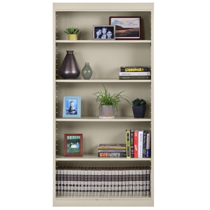 Sandusky Welded Steel Freestanding Bookcase Storage Cabinet, Putty - Image 4