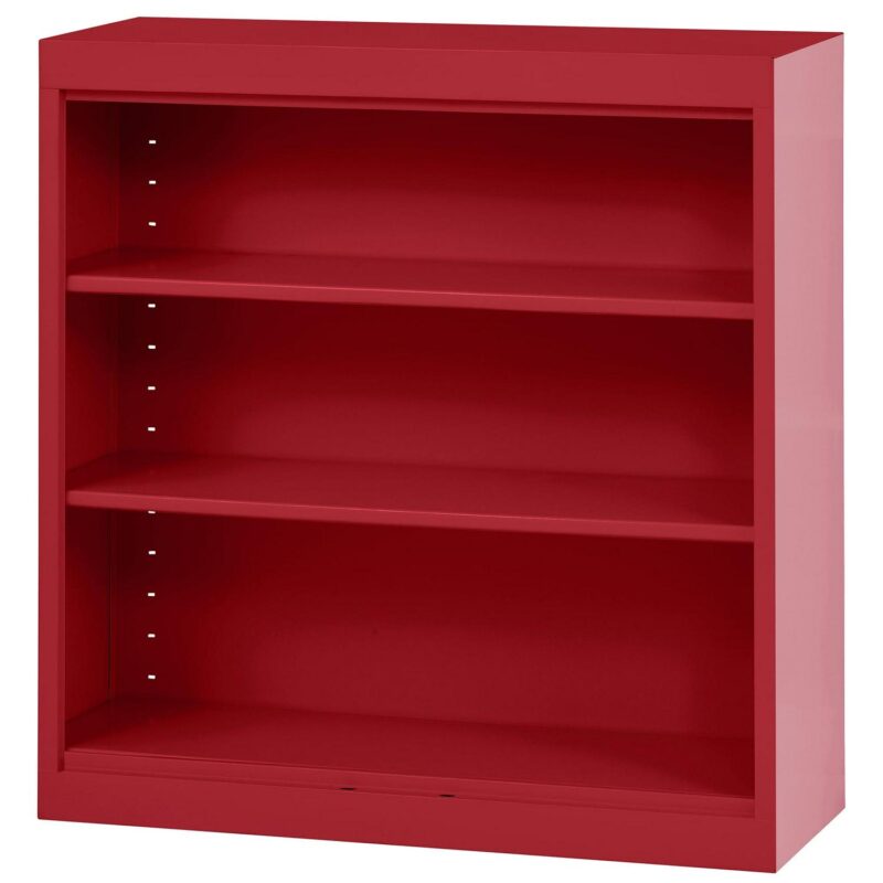 Sandusky Welded Steel Freestanding Bookcase Storage Cabinet, Red - Image 2