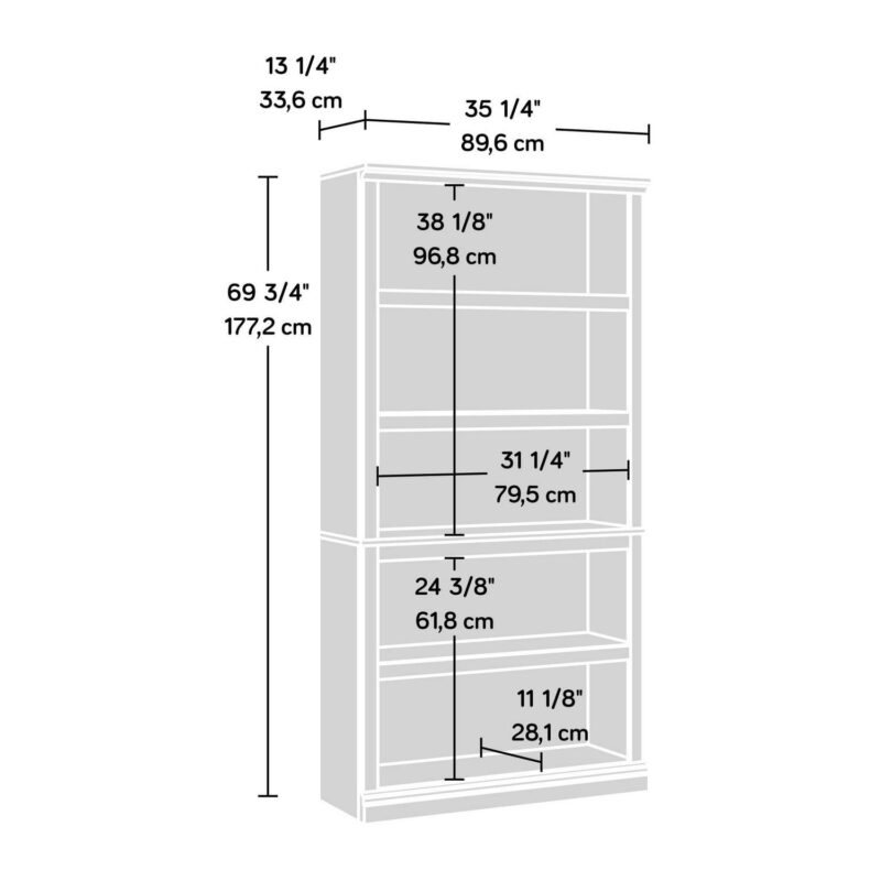 Sauder 5-Shelf Bookcase, Vintage Oak Finish - Image 11