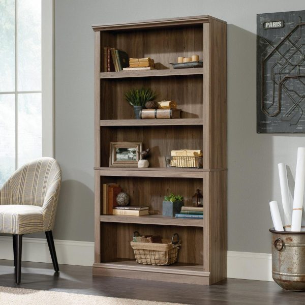 Sauder 5-Shelf Bookcase, Salt Oak Finish