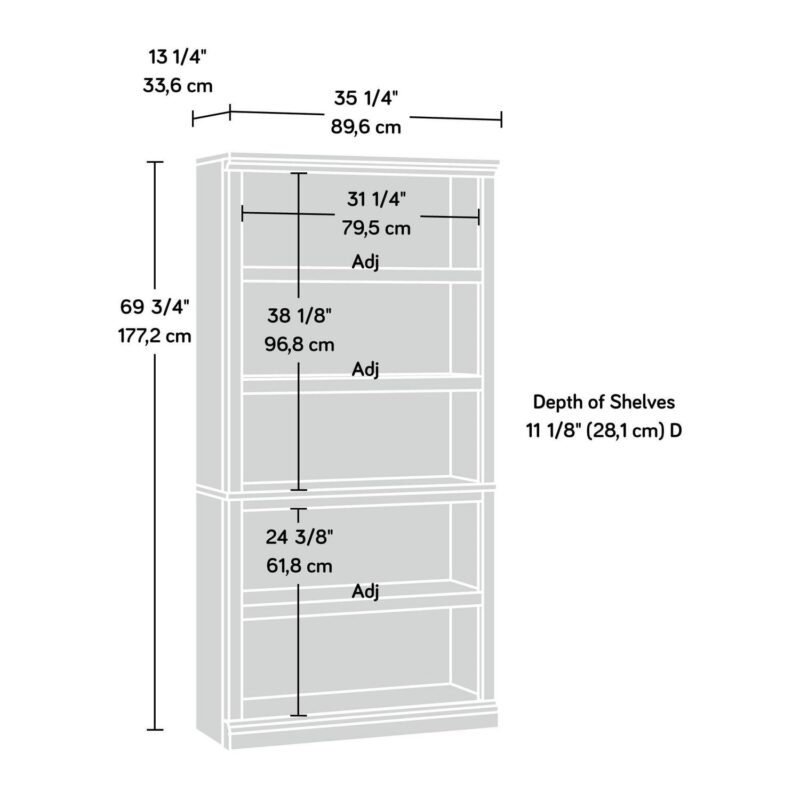Sauder 5-Shelf Bookcase, Salt Oak Finish - Image 9
