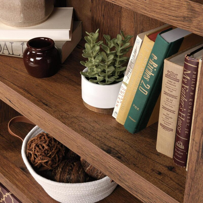 Sauder 5-Shelf Bookcase, Vintage Oak Finish - Image 7