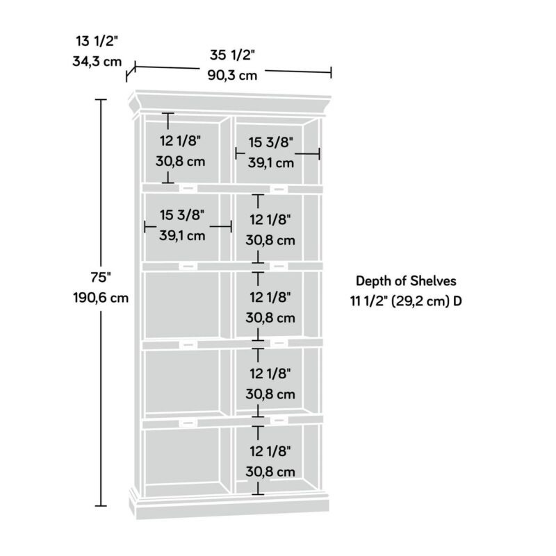 Sauder Barrister Lane Tall Bookcase, Salt Oak Finish - Image 9