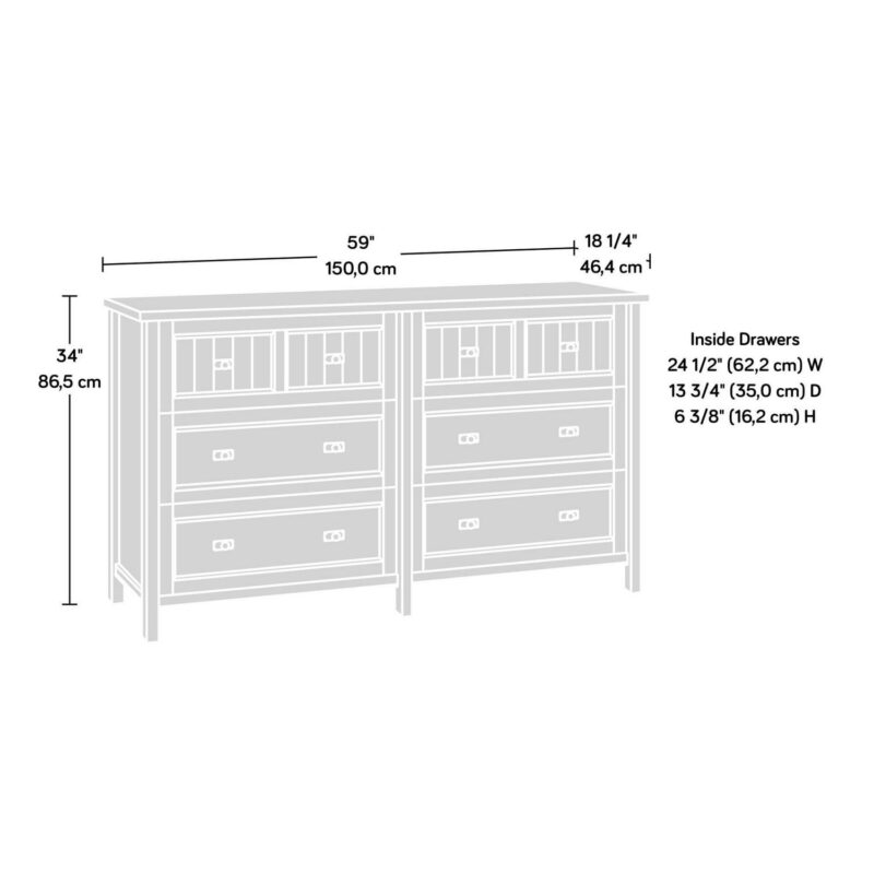 Sauder Costa 6 Drawer Dresser, Chalked Chestnut Finish - Image 9