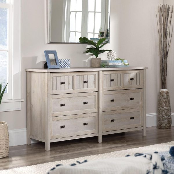 Sauder Costa 6 Drawer Dresser, Chalked Chestnut Finish