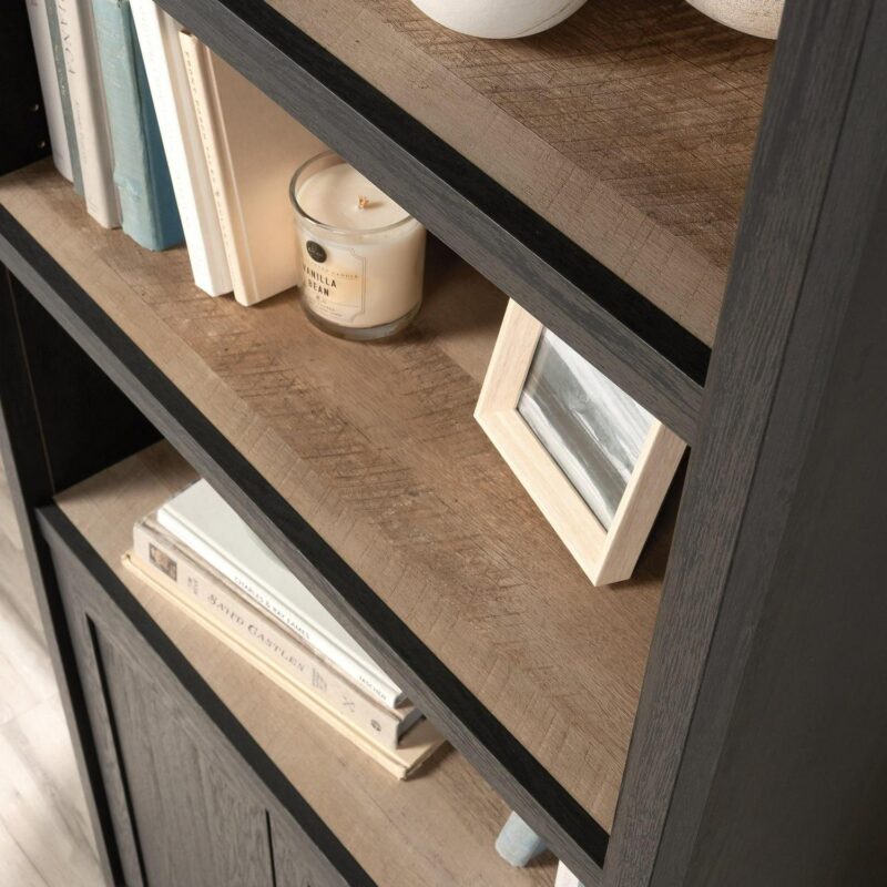 Sauder Cottage Road Library with Doors, Raven Oak Finish - Image 5