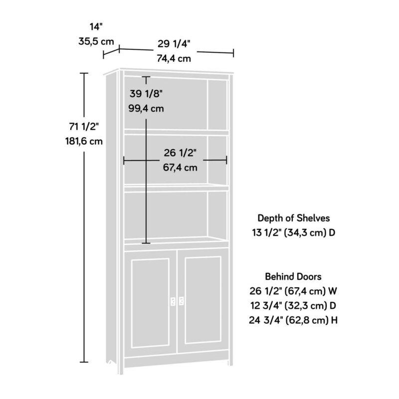 Sauder Cottage Road Library with Doors, Raven Oak Finish - Image 10