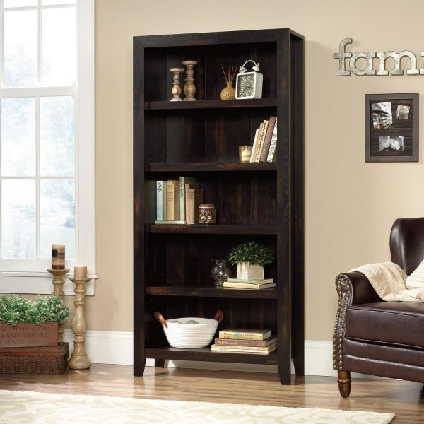 Sauder Dakota Pass 5-Shelf Bookcase, Char Pine Finish