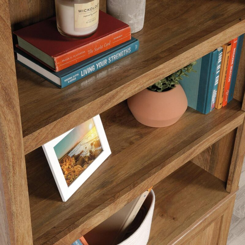 Sauder Transitional 3-Shelf 2-Door Bookcase, Sindoori Mango Finish - Image 8