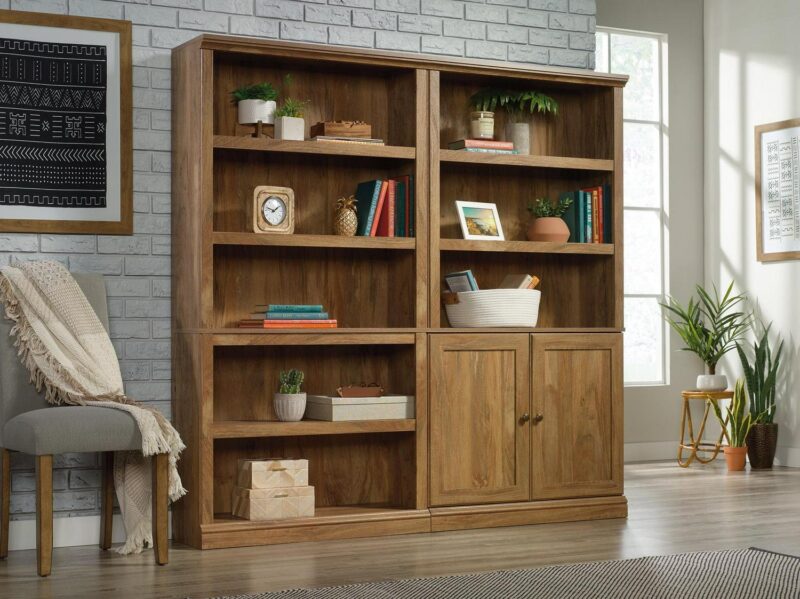 Sauder Transitional 3-Shelf 2-Door Bookcase, Sindoori Mango Finish - Image 2