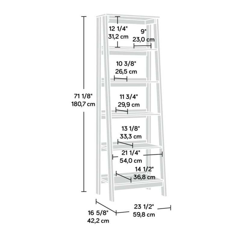 Sauder Trestle 5-Shelf Bookcase, Vintage Oak Finish - Image 10