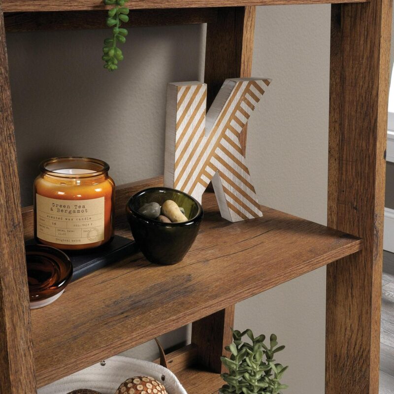 Sauder Trestle 5-Shelf Bookcase, Vintage Oak Finish - Image 6
