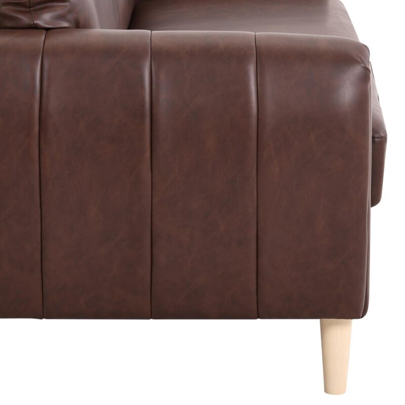 Serta Darby Transitional Stationary Sofa, Brown Faux Leather - Image 2