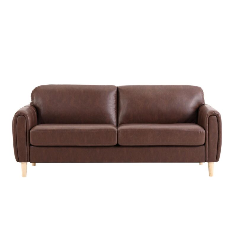 Serta Darby Transitional Stationary Sofa, Brown Faux Leather
