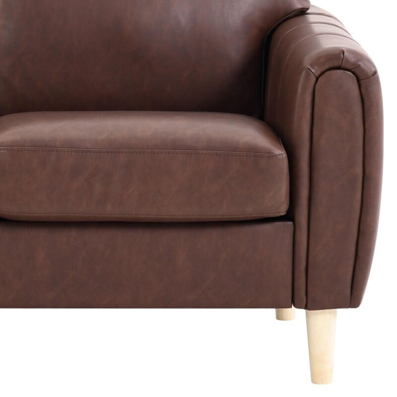 Serta Darby Transitional Stationary Sofa, Brown Faux Leather - Image 4