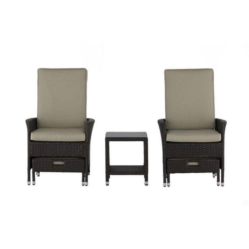 Serta Laguna Outdoor 5-Piece Reclining Set - Brown Wicker - Image 4