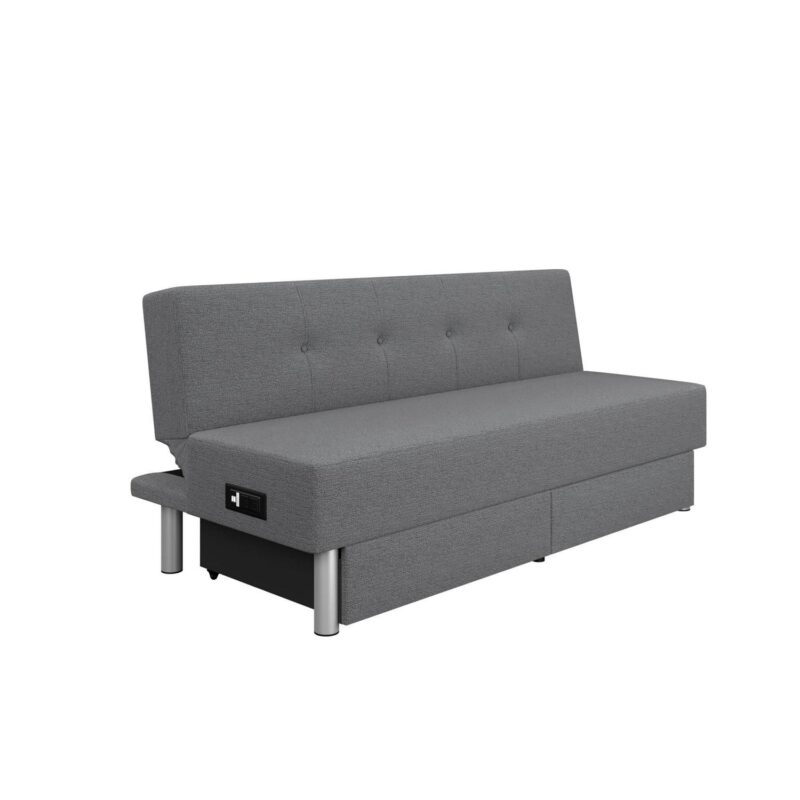 Serta Windsor Futon with Storage and Power, Gray Fabric - Image 9