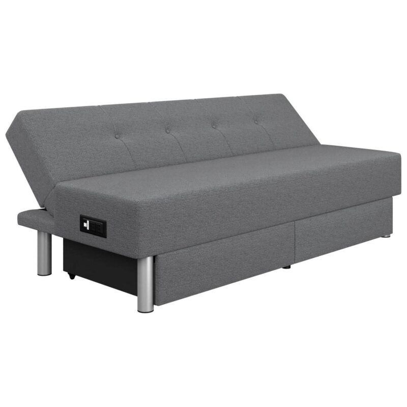 Serta Windsor Futon with Storage and Power, Gray Fabric - Image 2