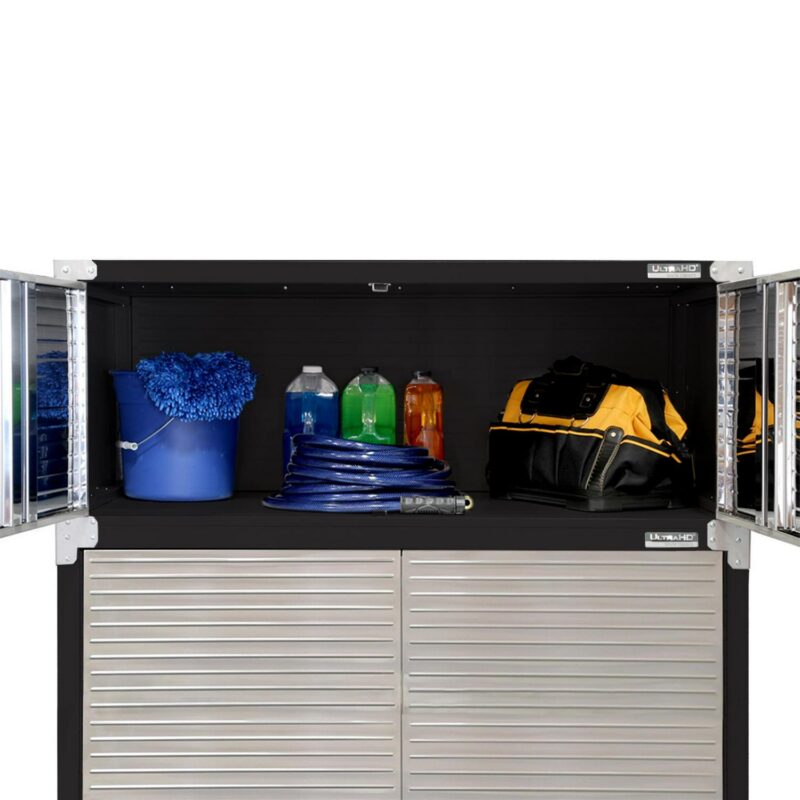 Seville Classics UltraHD Mega 2-Door Lockable Stacker Storage Cabinet, 48  W X 24  D X 18.5  H, Graphite - Image 2
