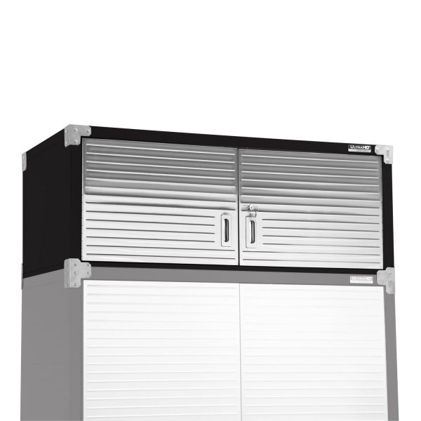 Seville Classics UltraHD Mega 2-Door Lockable Stacker Storage Cabinet, 48  W X 24  D X 18.5  H, Graphite