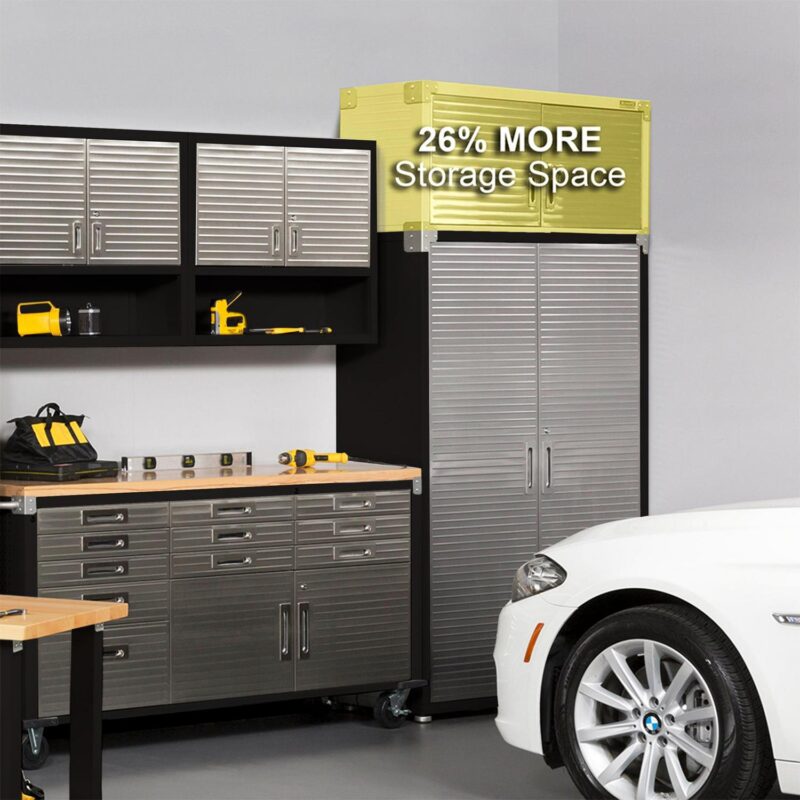 Seville Classics UltraHD Mega 2-Door Lockable Stacker Storage Cabinet, 48  W X 24  D X 18.5  H, Graphite - Image 5