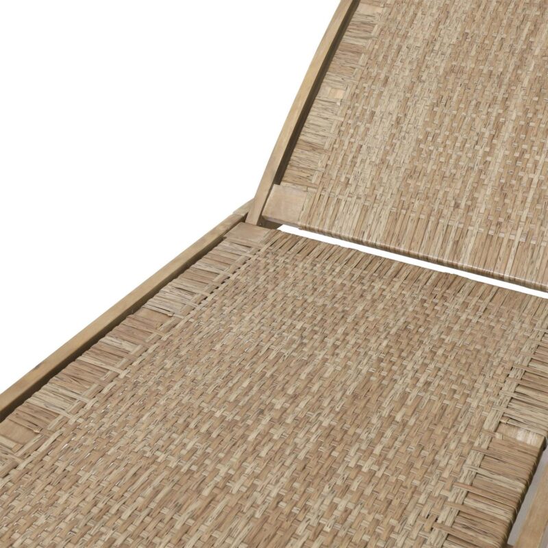 Shane Acacia Wood and Flat Wicker Outdoor Chaise Lounge, Light Brown and Light Multibrown - Image 5
