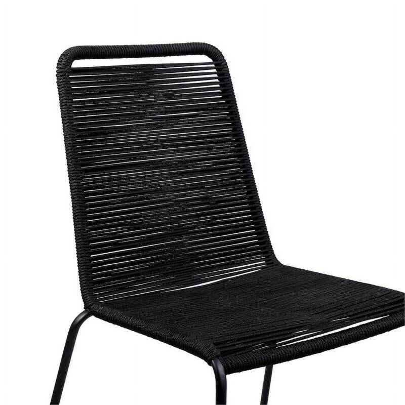 Shasta Outdoor Metal and Black Rope Stackable Dining Chair - Set of 2 - Image 5