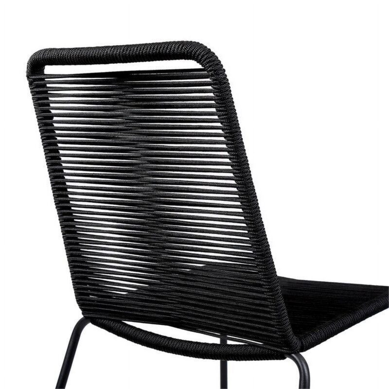 Shasta Outdoor Metal and Black Rope Stackable Dining Chair - Set of 2 - Image 6