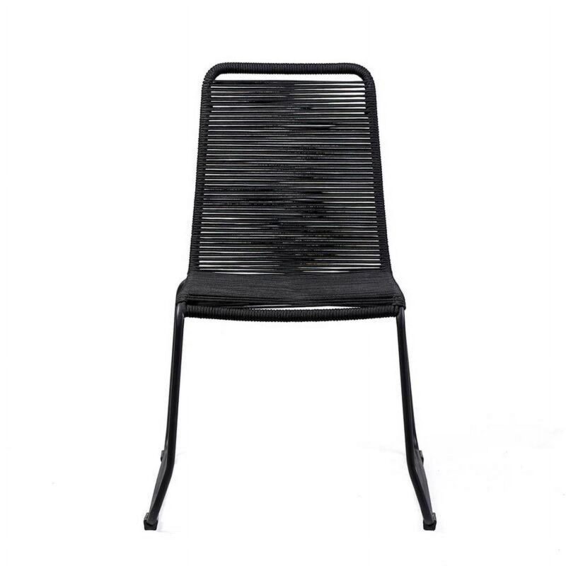Shasta Outdoor Metal and Black Rope Stackable Dining Chair - Set of 2 - Image 3