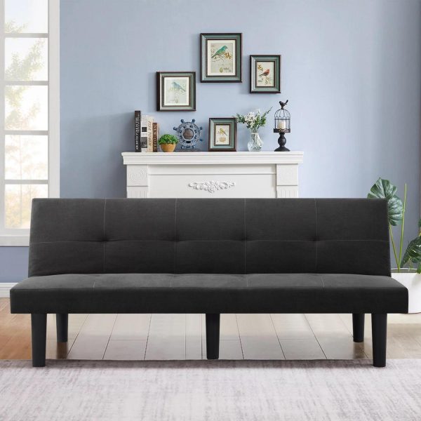 SofA! Cama FutA3n de Gamuza SintA(C)tica Moderno, SofA! Cama Convertible de 70  con 3 A ngulos de Respaldo Ajustables, SofA! FutA3n de Dos Plazas para Lugar PequeA+-o, Gris Oscuro