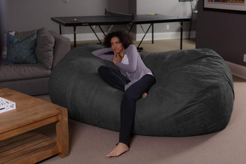 Sofa Sack Bean Bag Chair, Memory Foam Lounger with Microsuede Cover, Kids, Adults, 7.5 ft, Charcoal - Image 2