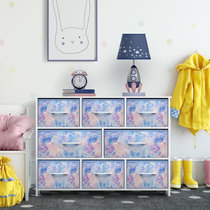 Sorbus Dresser with 8 Fabric Bins Drawers - Kids Furniture Storage Chest for Clothing Toys Organization, Bedroom, Closet (Tie-Dye Blue) - Image 6