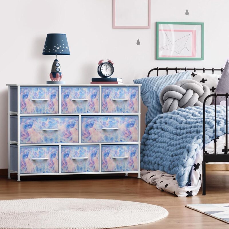 Sorbus Dresser with 8 Fabric Bins Drawers - Kids Furniture Storage Chest for Clothing Toys Organization, Bedroom, Closet (Tie-Dye Blue) - Image 2