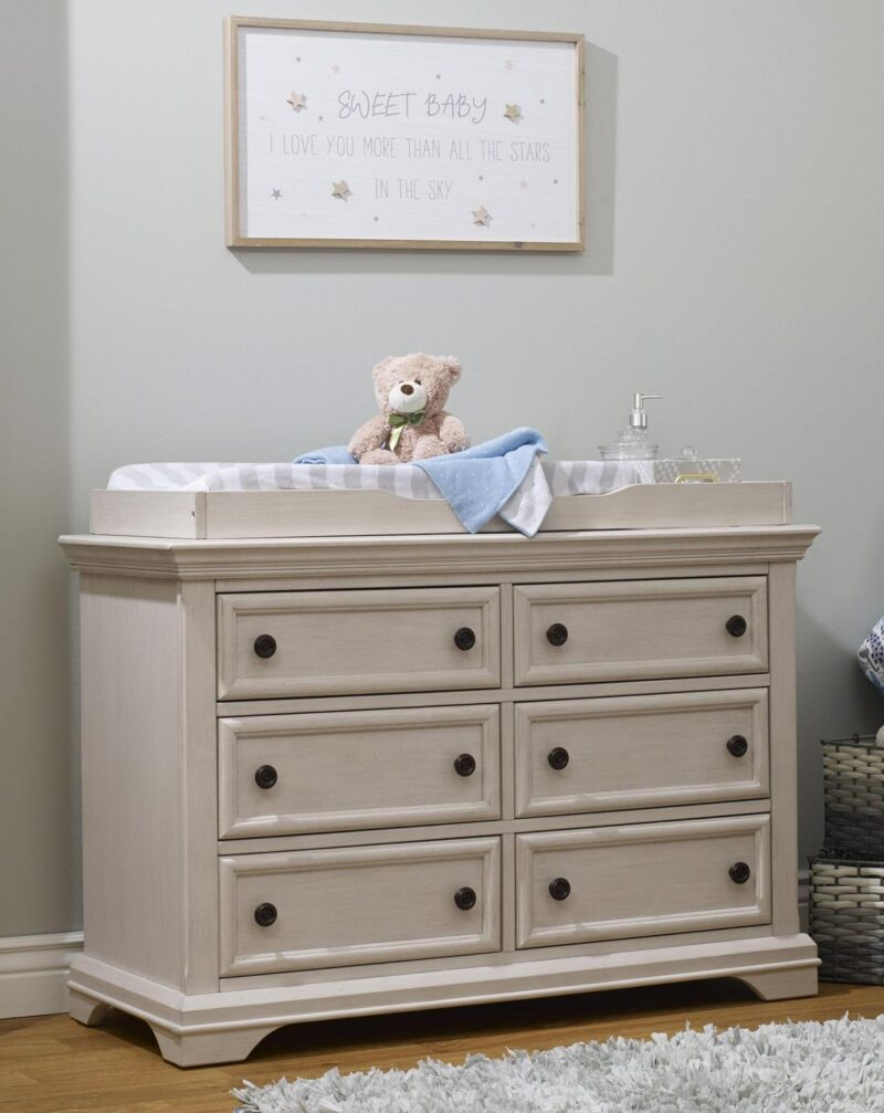 Sorelle Furniture Portofino Wood Double Dresser for Nursery in Brushed Ivory - Image 2