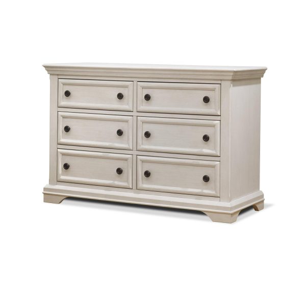 Sorelle Furniture Portofino Wood Double Dresser for Nursery in Brushed Ivory