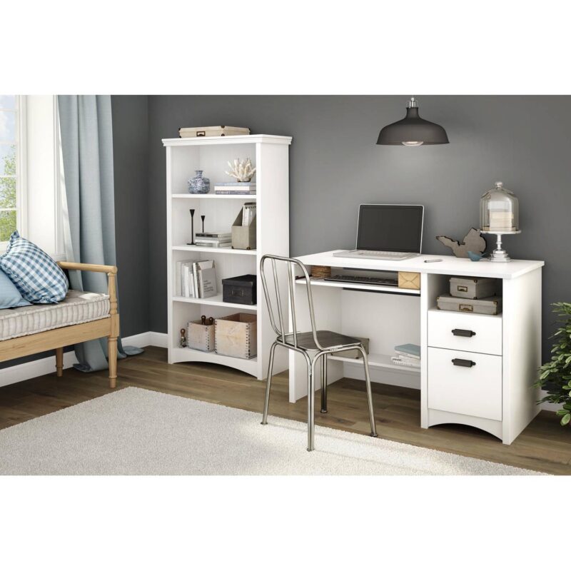 South Shore Artwork 4 Shelf Bookcase in Pure White - Image 2