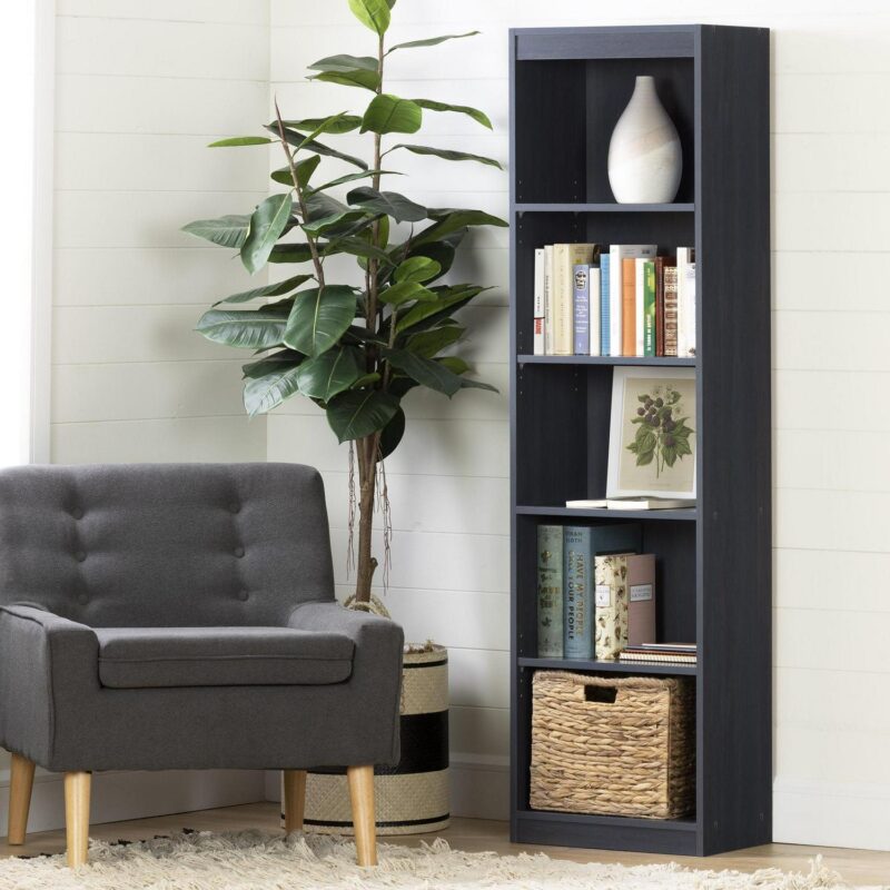 South Shore Axess, Contemporary Bookcase, Narrow Blue - Image 2