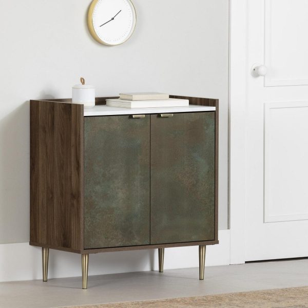 South Shore Maliza, Mid-century Glam Cabinet, Brown
