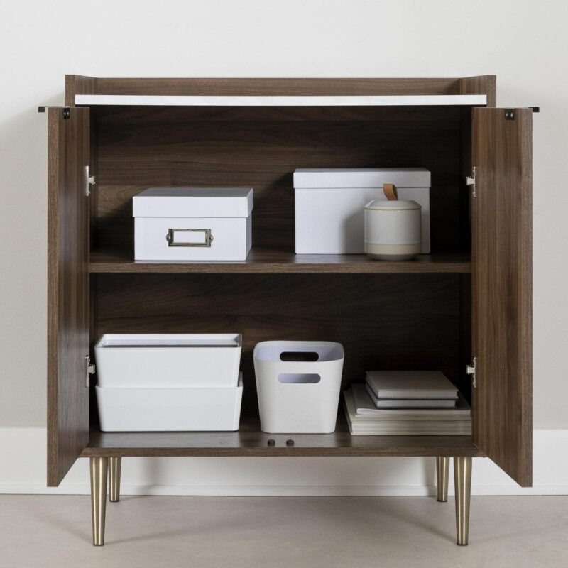 South Shore Maliza, Mid-century Glam Cabinet, Brown - Image 6