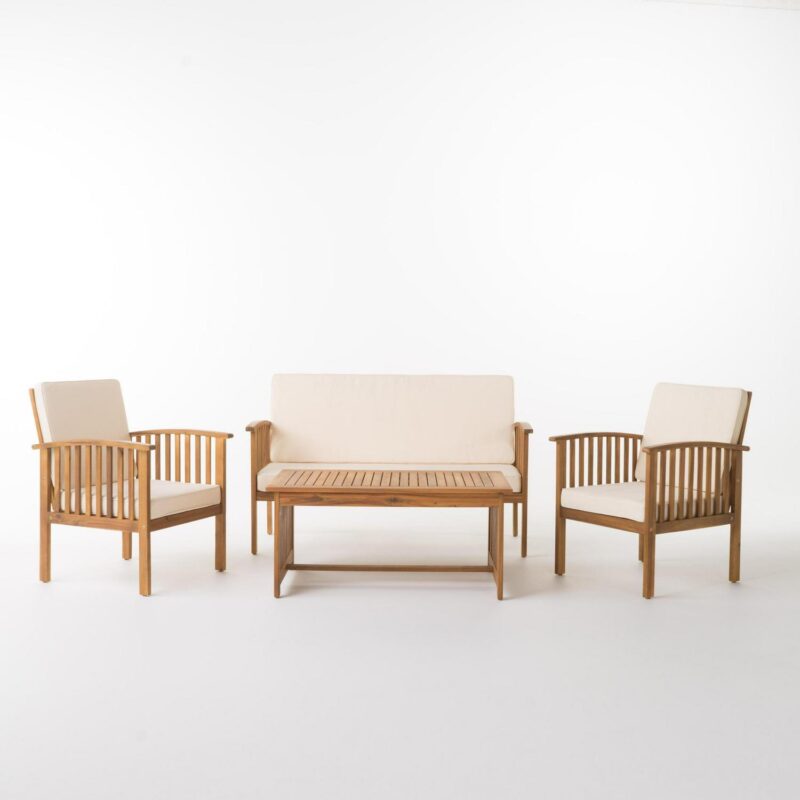 Sparks 4-piece Outdoor Acacia Sofa Set, Brown - Image 2