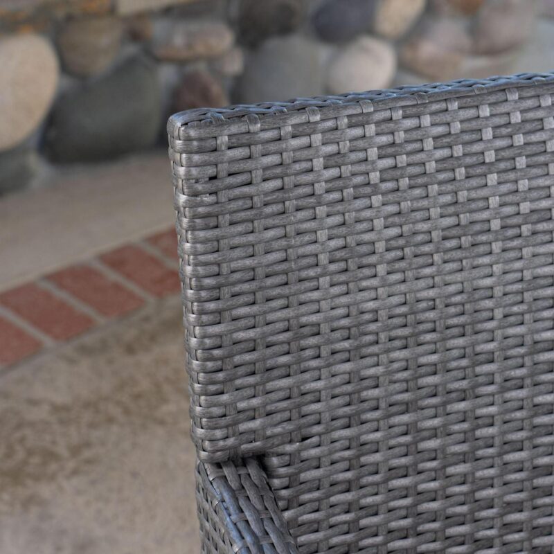 Sterling Outdoor 5 Piece Wood and Wicker Dining Set with Cushions, Gray, Gray - Image 2