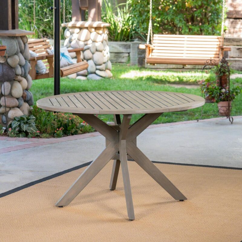 Sterling Outdoor 5 Piece Wood and Wicker Dining Set with Cushions, Gray, Gray - Image 8