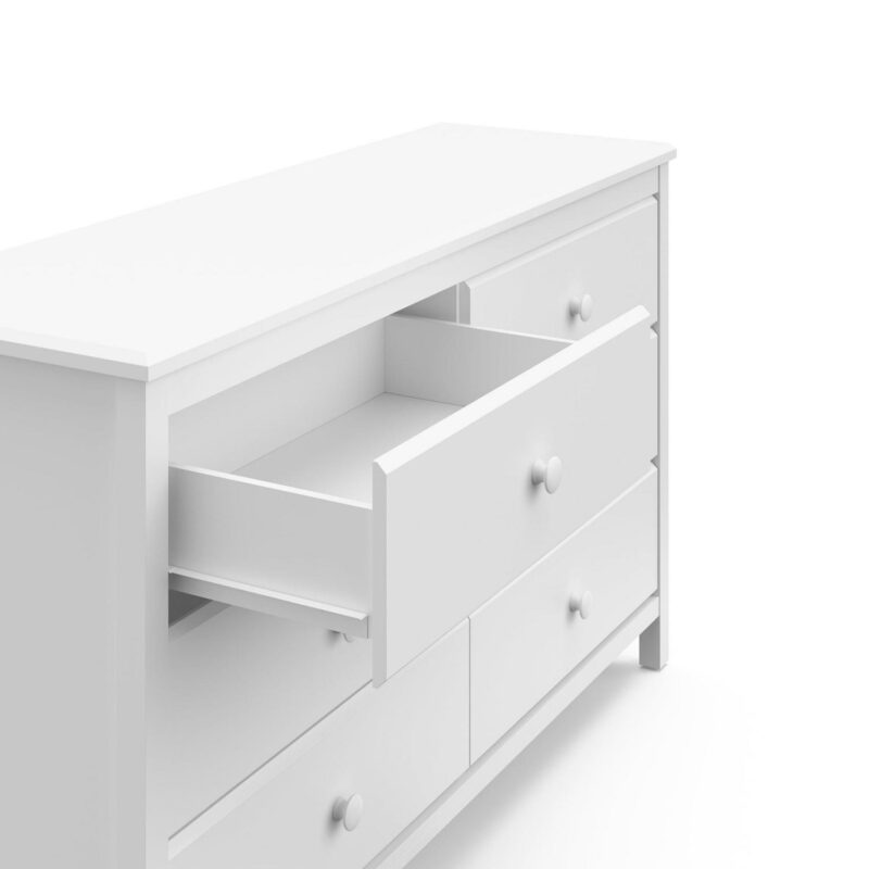 Storkcraft Alpine 6 Drawer Nursery Double Dresser, White - Image 9