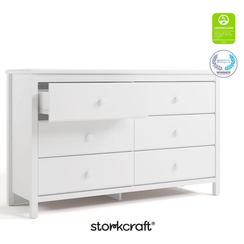 Storkcraft Alpine 6 Drawer Nursery Double Dresser, White - Image 7