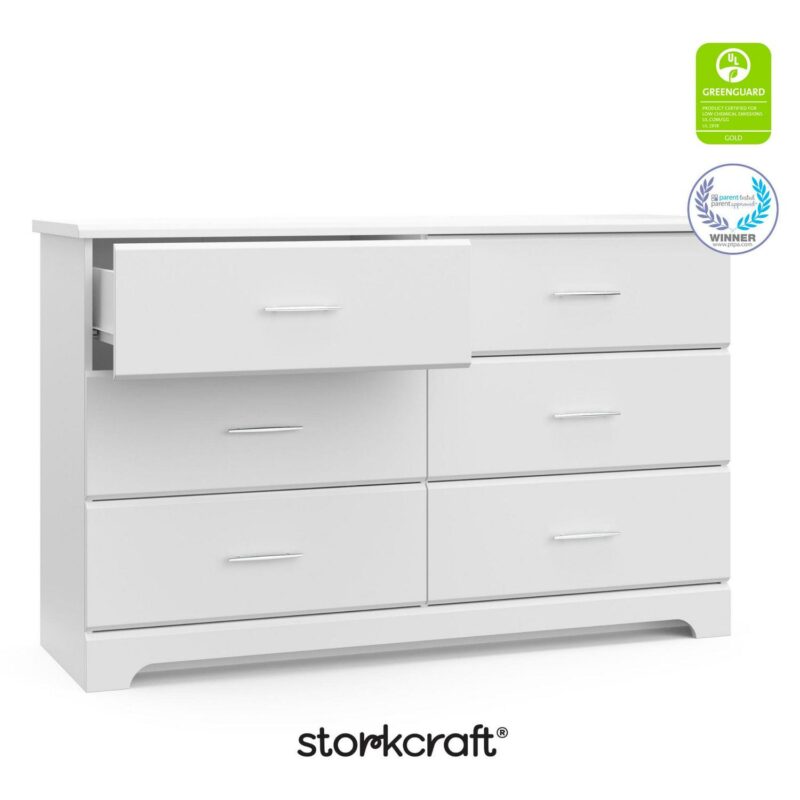 Storkcraft Brookside 6 Drawer Nursery Double Dresser, White - Image 7