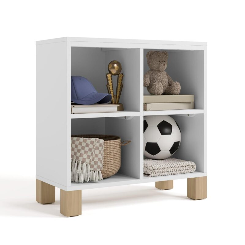 Storkcraft California Cube Organizer Bookcase, White with Driftwood - Image 11