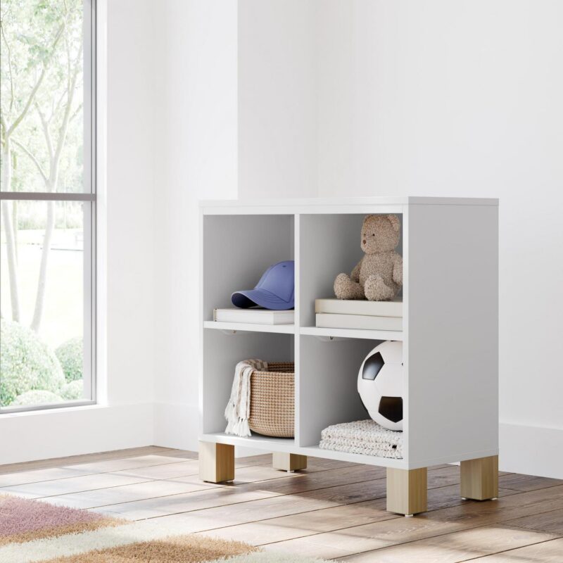 Storkcraft California Cube Organizer Bookcase, White with Driftwood - Image 2