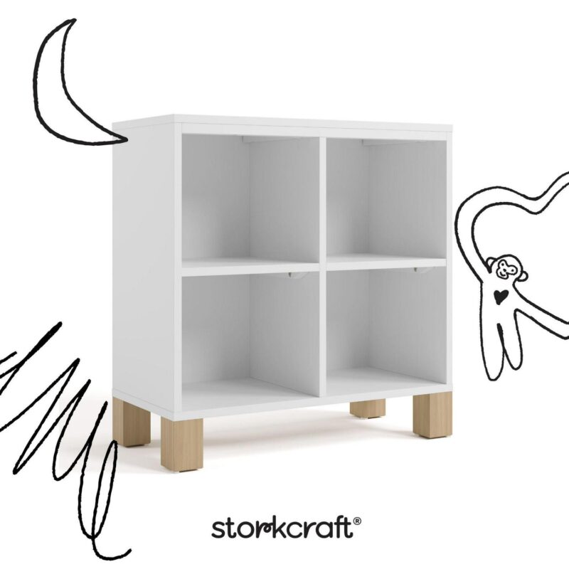 Storkcraft California Cube Organizer Bookcase, White with Driftwood - Image 5