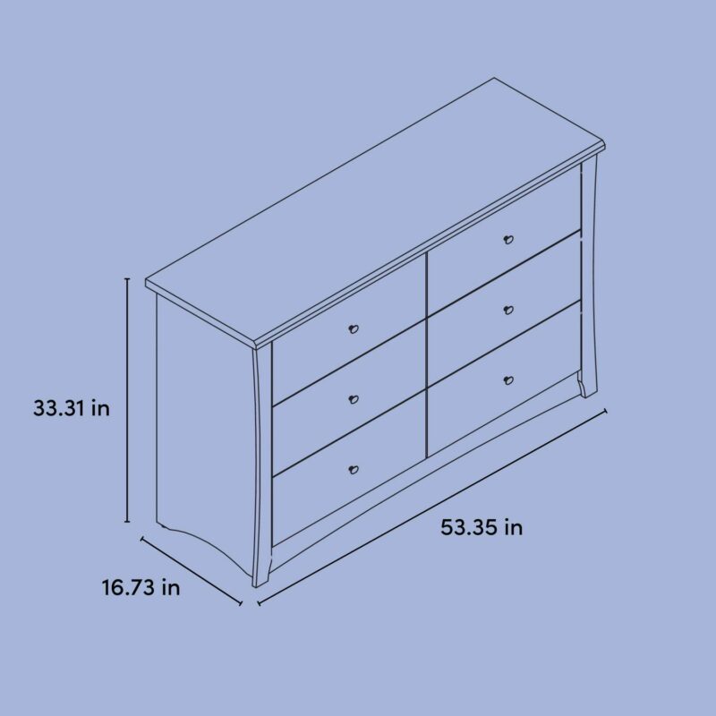Storkcraft Crescent 6 Drawer Nursery Double Dresser, Pebble Gray - Image 10